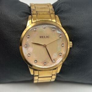 Relic Rose Gold Mother Pearl Dial Women’s Watch, 38mm Working New Battery